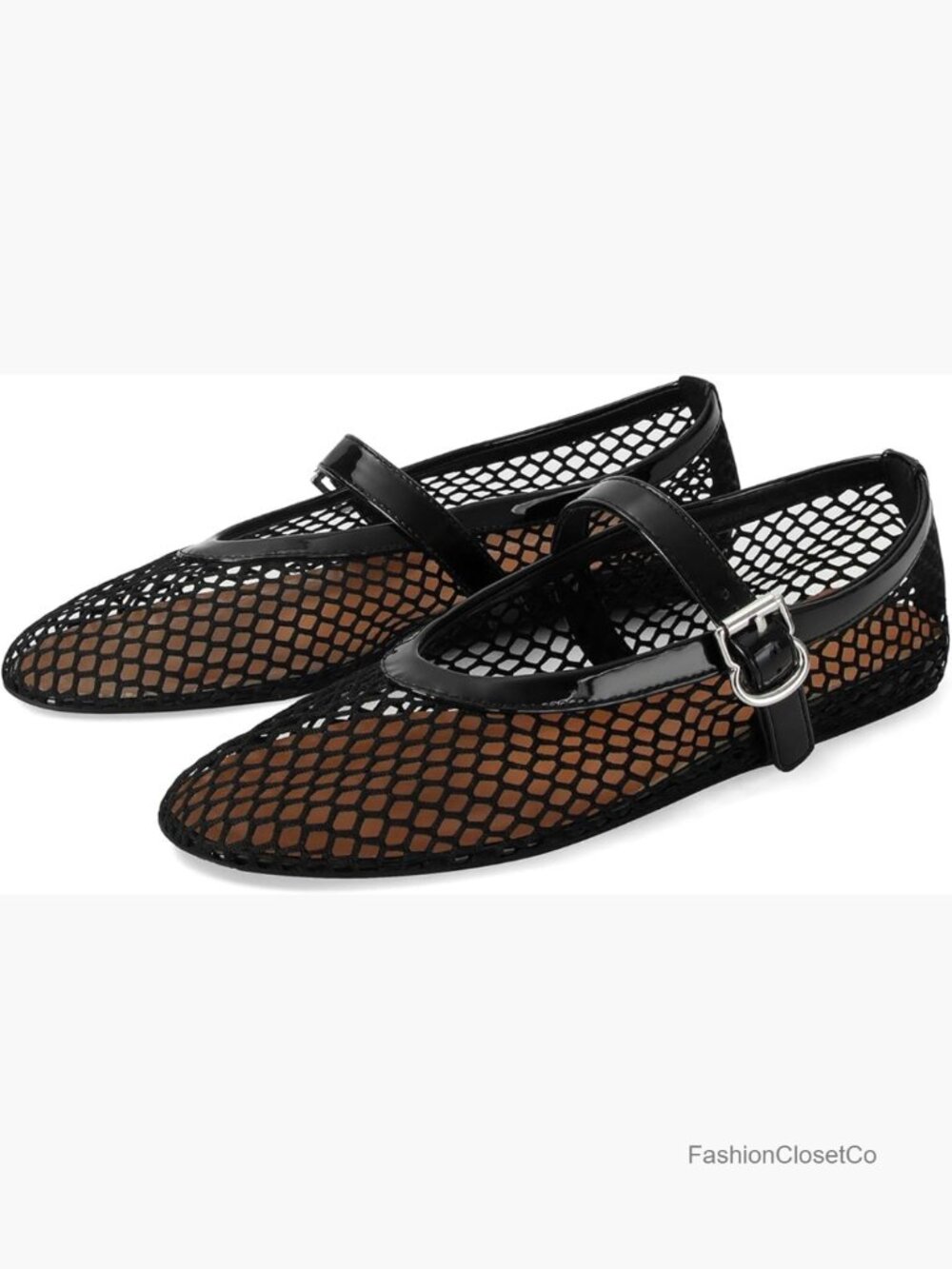 Mesh Ballet Flats Fishnet Buckle Strap Mary Jane Casual Daily Dress Shoes